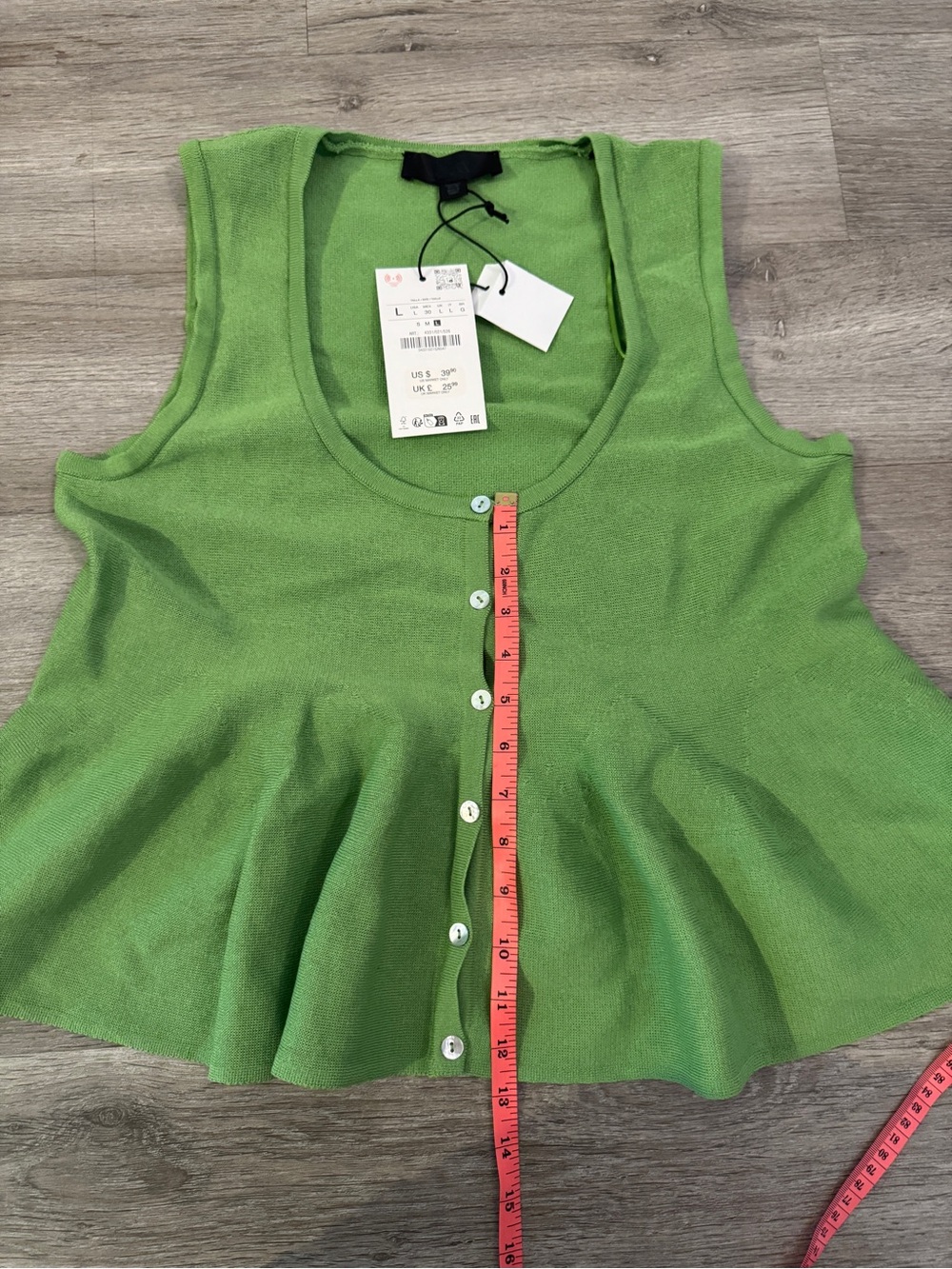 Zara Knit Button-Front Peplum Tank - Picture 4 of 6